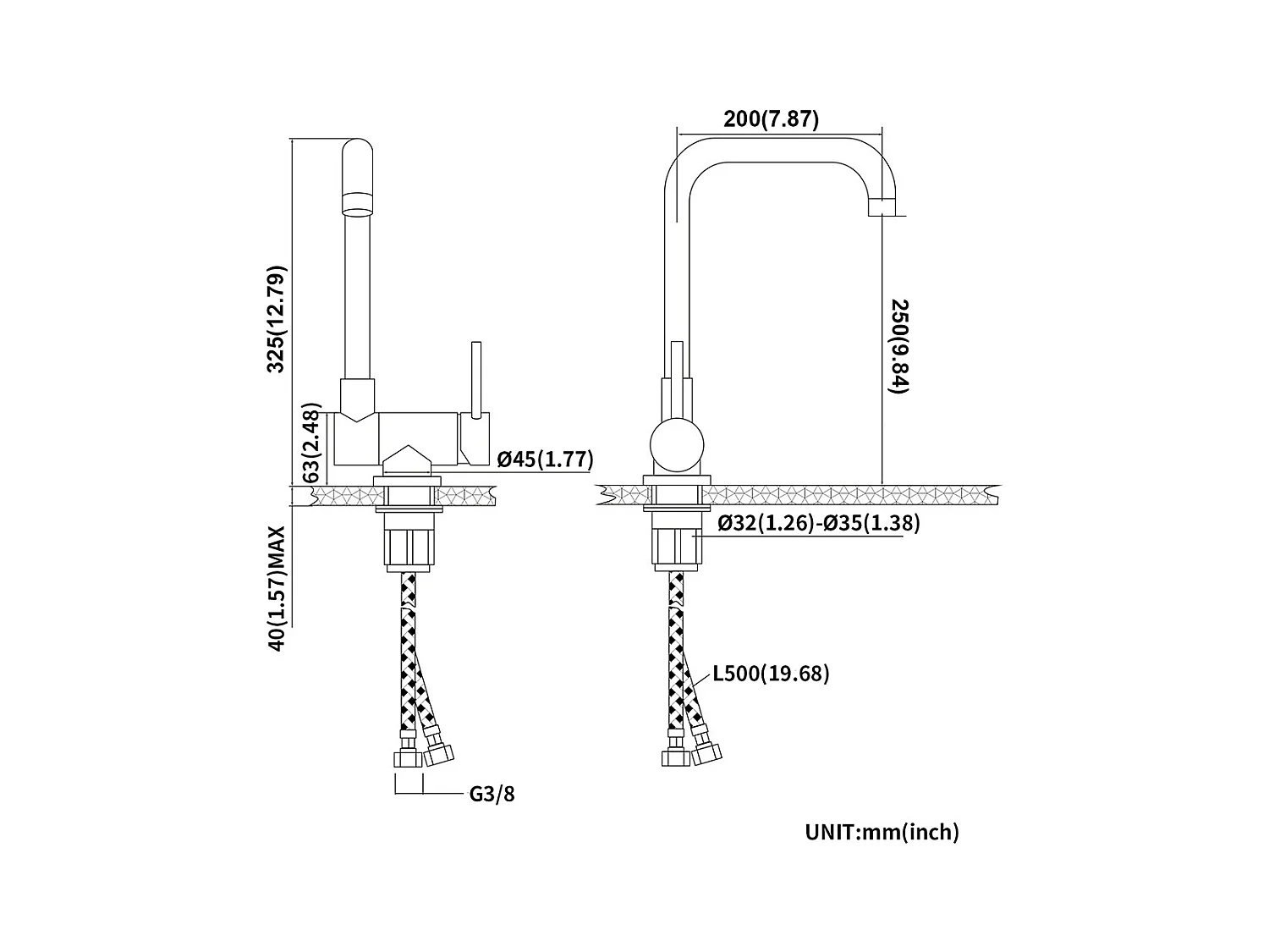 AuraLum Max Évier Encastré 44x44x20CM-Évier  Cuisine 1 Bac Inoxydable 304,Argent+Mitigeur Cuisine Rabattable Pivotant 360° Eau froid Chaud,EU Modèle