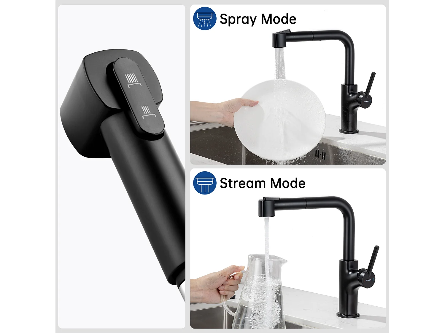 Évier Cuisine 1 Bac 74*44*20CM 304 Inox Évier Brossé avec Siphon et Trop-Plein+ Robinet de Cuisine Inox Extractible Rotatif à 360 ° 