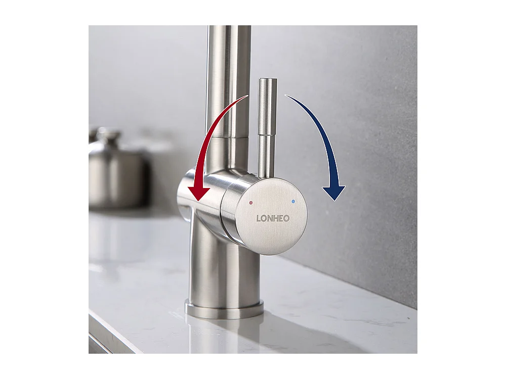 Évier Cuisine 1 Bac 45x45CM Acier Inoxydable 304 ,encastré et à Poser+Robinet Cuisine Douchette Extractible Deux Jets Pivotant 360° ,Brossé