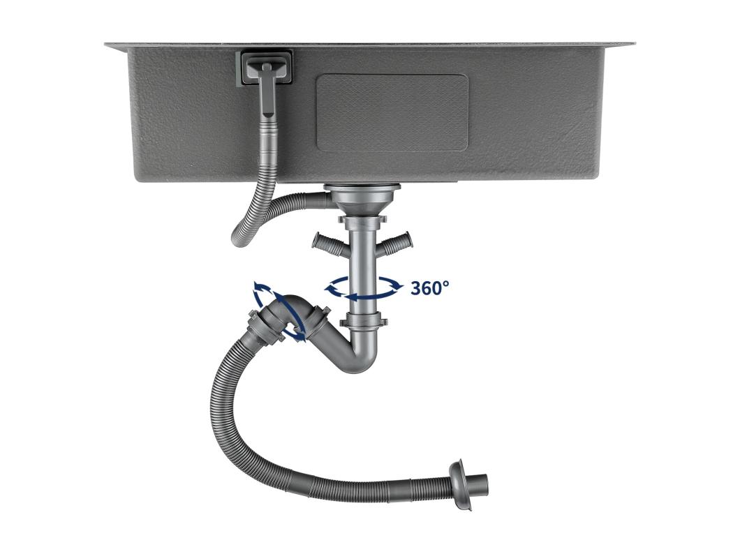 2 in1 Geborstelde Keukengootsteen 68x45x19CM met Zeepdistructor Afdruiprek Mand+ Keukenkraan Zwart met Uittrekbare Handdouche