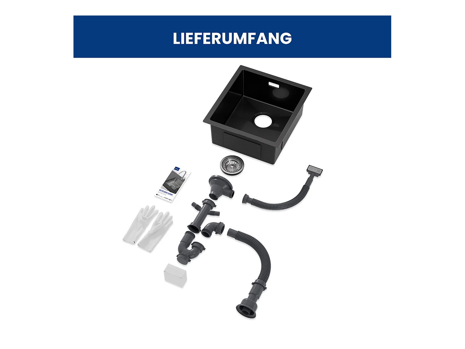 Cecipa max Évier Encastré 40*44*19 cm - Évier de Cuisine 1 Bac en Acier Inoxydable - Évier de Cuisine Noir avec vidange,EU Modèle