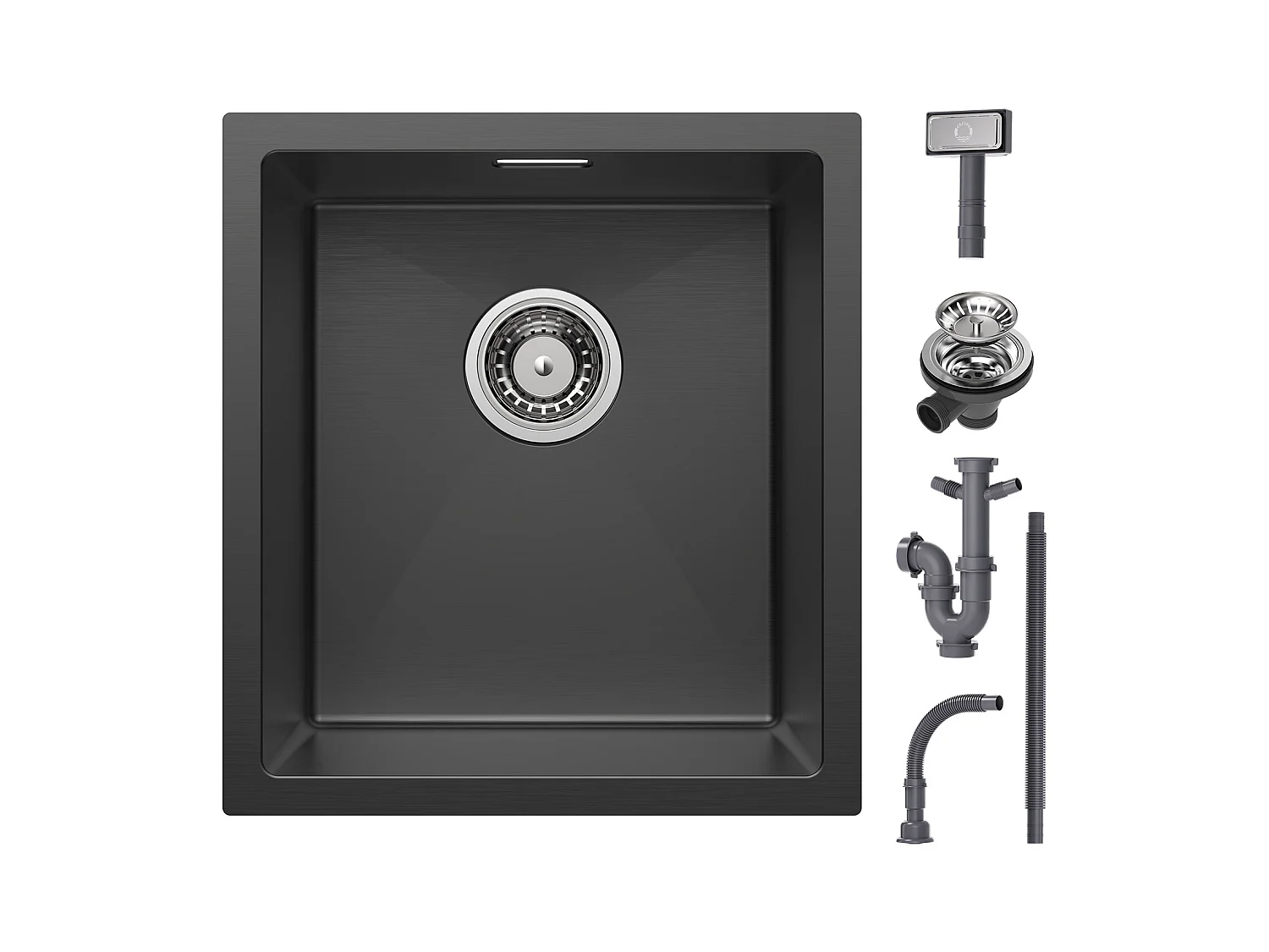 Cecipa max Évier Encastré 40*44*19 cm - Évier de Cuisine 1 Bac en Acier Inoxydable - Évier de Cuisine Noir avec vidange,EU Modèle