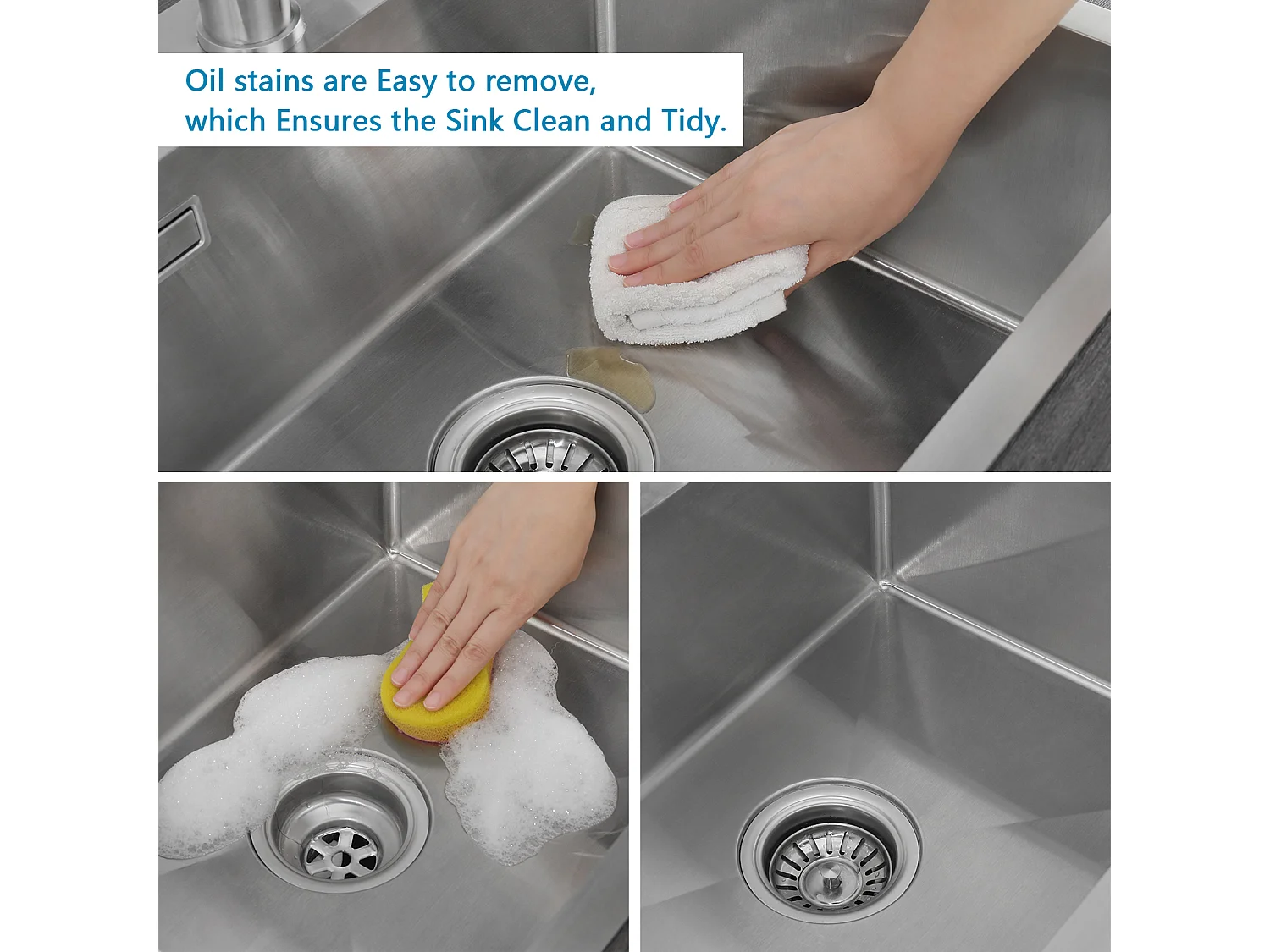 Cecipa max Évier de Cuisine 1 Bac, Évier de Cuisine 50 x 45 x 18,5 cm, Évier de Cuisine Carré Inoxydable Brossé,EU Modèle