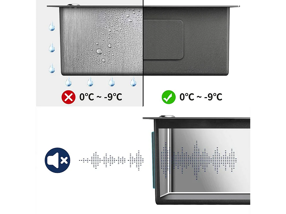 Évier Cuisine 1 Bac 74*44*20CM 304 Inox Évier Brossé avec Siphon/Trop-Plein+Robinet Cuisine,Orientable 360°,Eau Chaude/Froide,en Laiton,Chromé