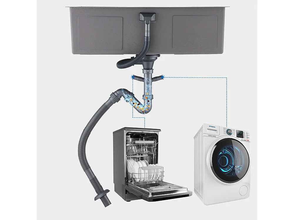 Évier Cuisine 1 Bac 74*44*20CM 304 Inox Évier Brossé avec Siphon/Trop-Plein+Robinet Cuisine,Orientable 360°,Eau Chaude/Froide,en Laiton,Chromé