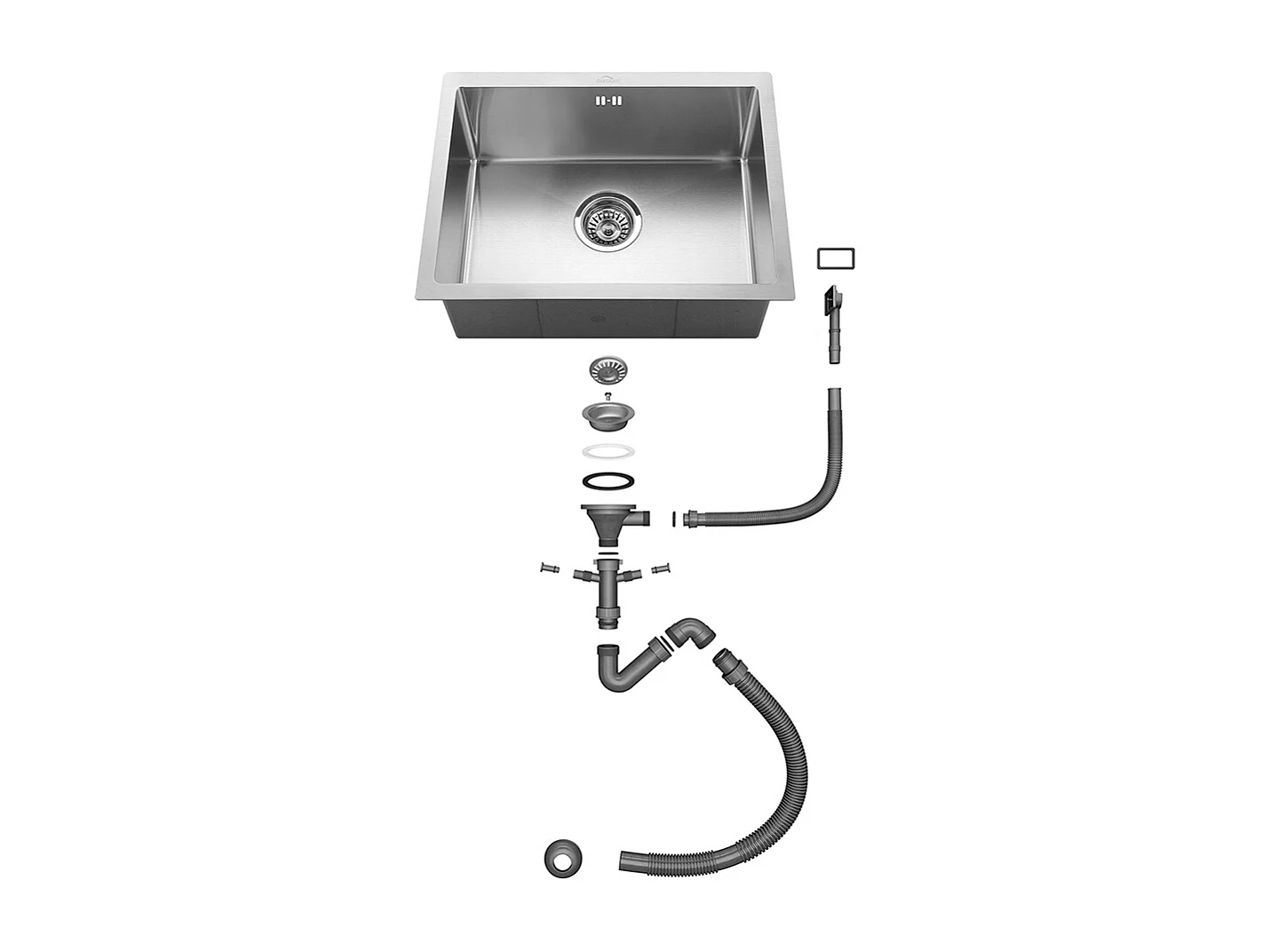 Évier de Cuisine Inox 1 Bac 50*43*18CM avec Distributeur de Savon+Robinet Cuisine avec Douchette Extractible Rotatif 360 °2 Fonctions, Noir