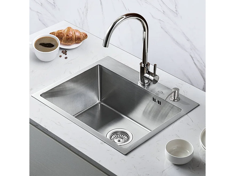 AURALUM MAX Lavello Cucina 1 Vassoio 55*45CM Lavello da incasso e da posare con distributore di sapone