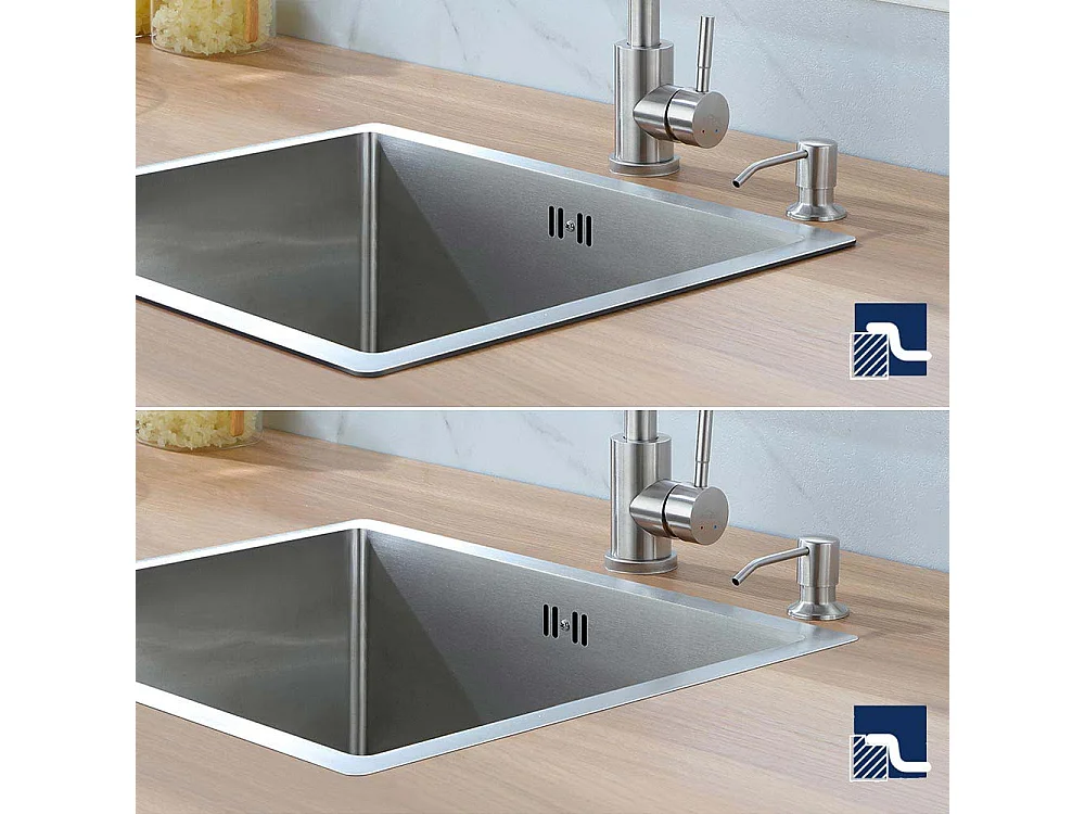 AURALUM MAX Évier Cuisine 1 Bac 55*45CM Évier Encastré et à Poser avec Distributeur de Savon