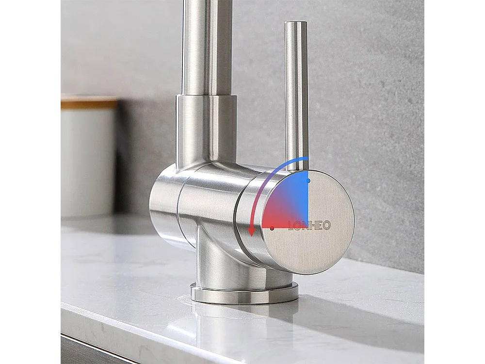 AuraLum Max Évier Encastré 44x44x20CM-Évier Cuisine 1 Bac Inoxydable 304,Argent+Mitigeur Cuisine Rabattable Pivotant 360° Eau froid Chaud,EU Modèle