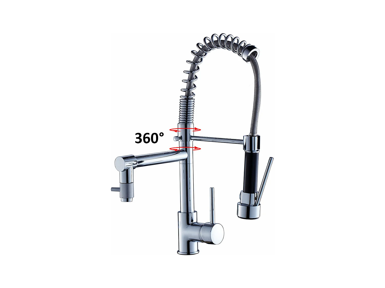 1 Granieten aanrechtbak, 55*45*20cm, afvoerset, grijs + 360° draaibare keukenkraan Uittrekbare douche