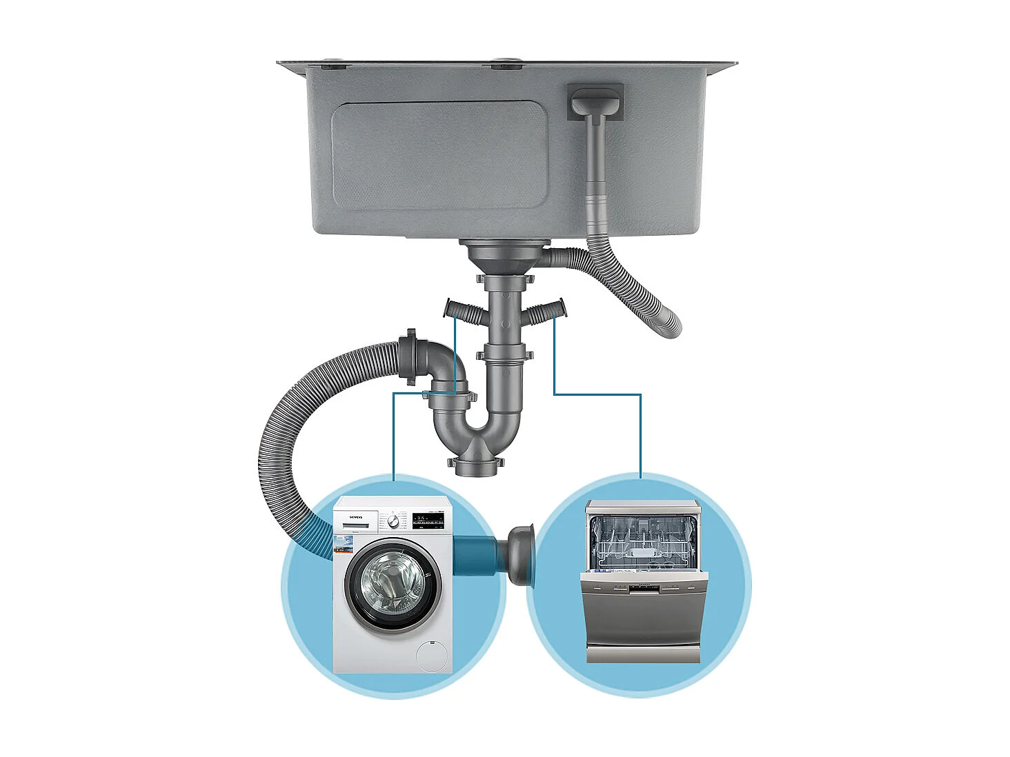 Cecipa max Évier de Cuisine 1 Bac Carré Inoxydable Brossé Évier Cuisine avec Siphon et Trop-Plein 50 x 45 x 18,5 cm,EU Modèle