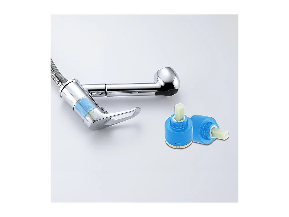 Einzelspüle 60 x 44 x 20 cm, Edelstahl 304, Einbau-/Unterbauspüle mit Abtropfkorb, Nanosilber + Küchenmischbatterie mit ausziehbarer Brause, Chrom