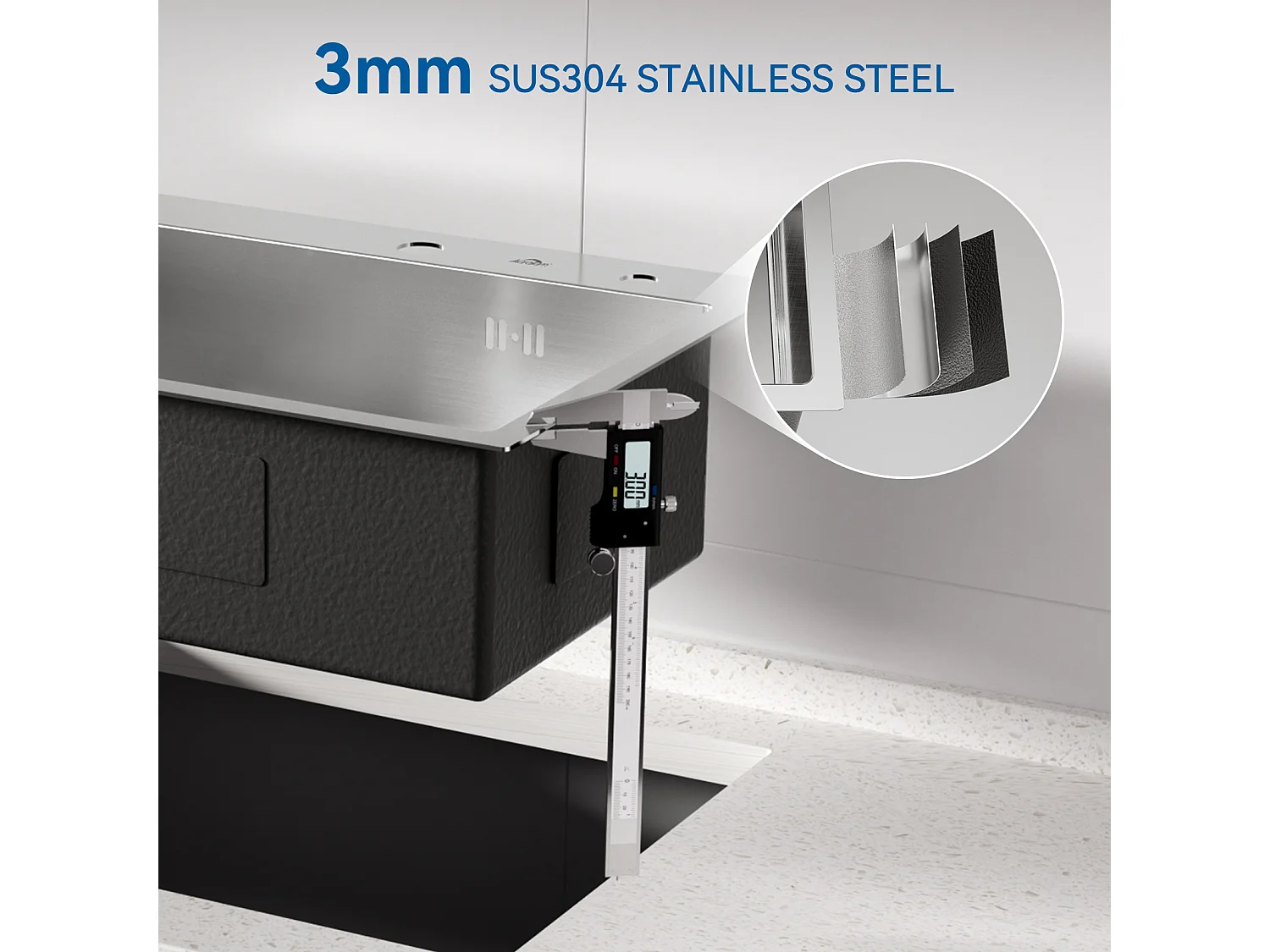 Fregadero Cocina 1 Contenedor 55*45CM Fregadero Empotrable/de Colocar con Dispensador Jabón+Grifo Cocina con Ducha Extraíble Rotativo 360 °2 F