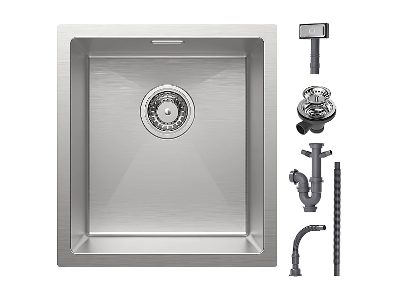 Lavello da cucina Cecipa max 1 vasca 40x44x19 cm - Lavello da cucina in acciaio inox - Lavello sottotop spazzolato, Modello EU