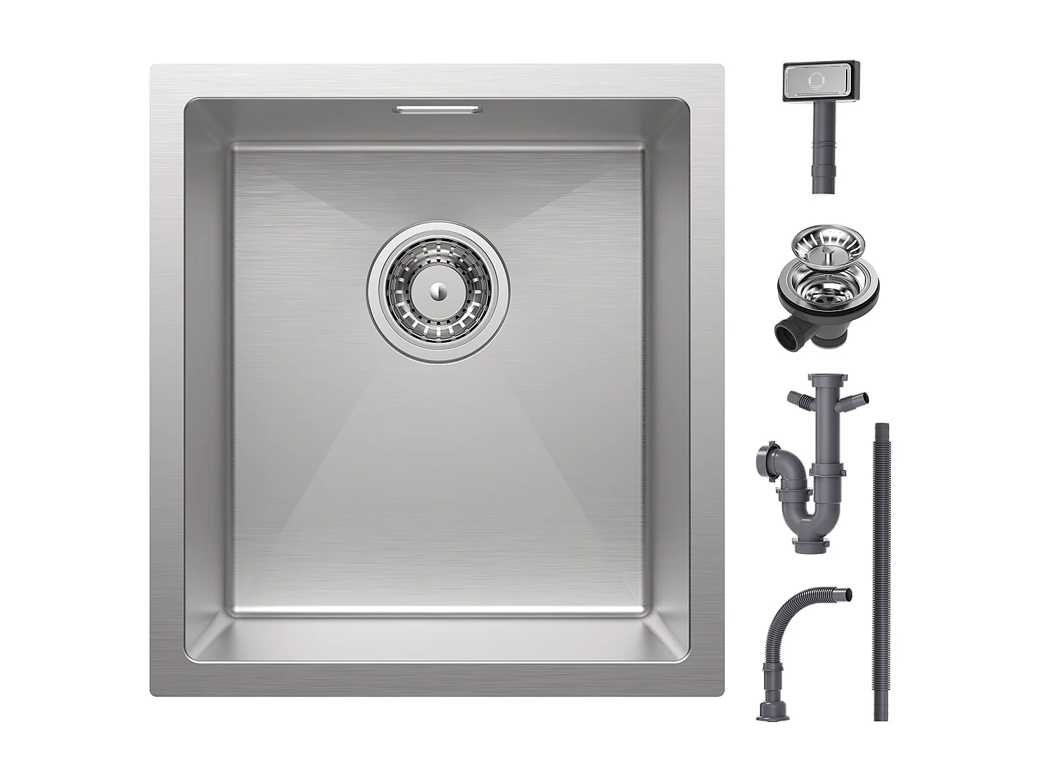 Cecipa max Évier de Cuisine 1 Bac 40x44x19 cm - Évier Inox de Cuisine - Évier Encastré Brossé,EU Modèle