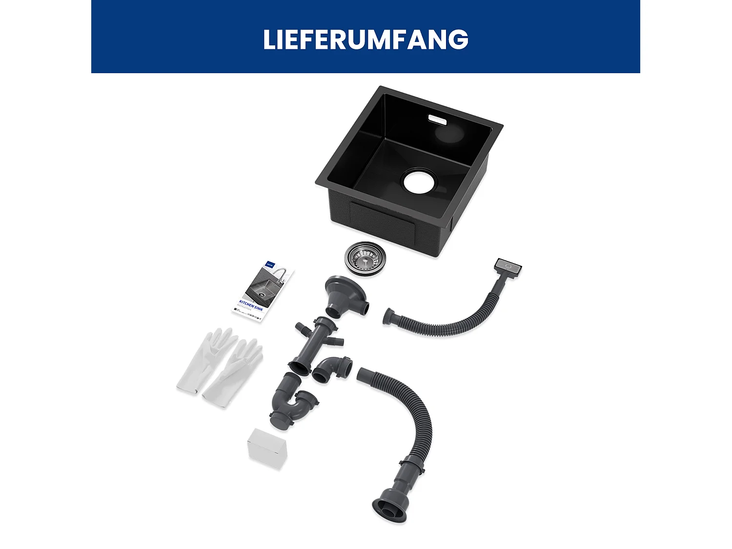 Cecipa max onderbouw roestvrijstalen spoelbak 40*44*19 cm keukenspoelbak 1 bak spoelbak - 201 nanometer zwart, EU-model