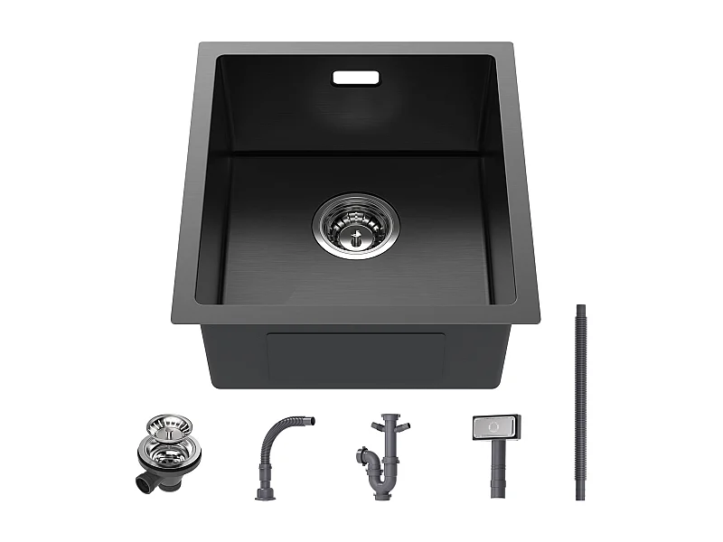 Cecipa max onderbouw roestvrijstalen spoelbak 40*44*19 cm keukenspoelbak 1 bak spoelbak - 201 nanometer zwart, EU-model