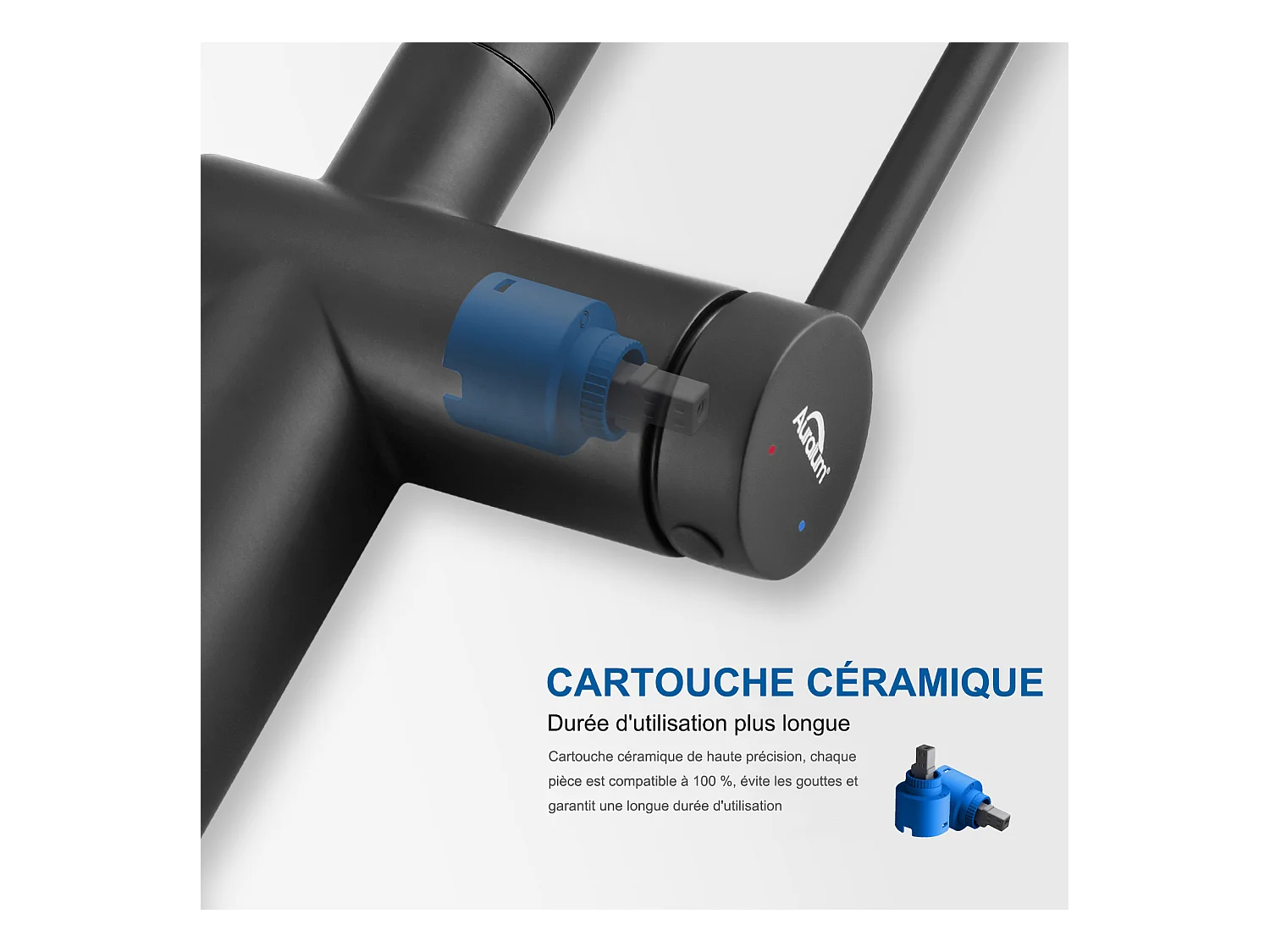 Évier Cuisine 1 Bac 74*44*20CM 304 Inox Évier Brossé avec Siphon et Trop-Plein +robinet de cuisine rétractable à deux fonctions, Noir