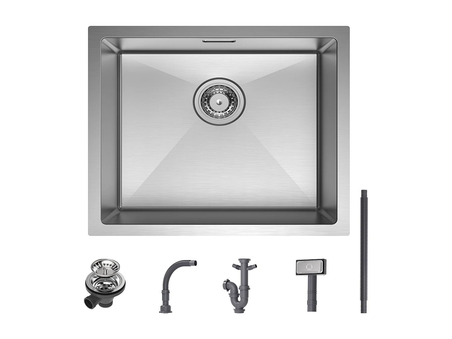 Cecipa max Évier Encastré 50*44CM Évier de Cuisine 1 Bac Évier de Cuisine En Acier Inoxydable 304 Brossé,EU Modèle