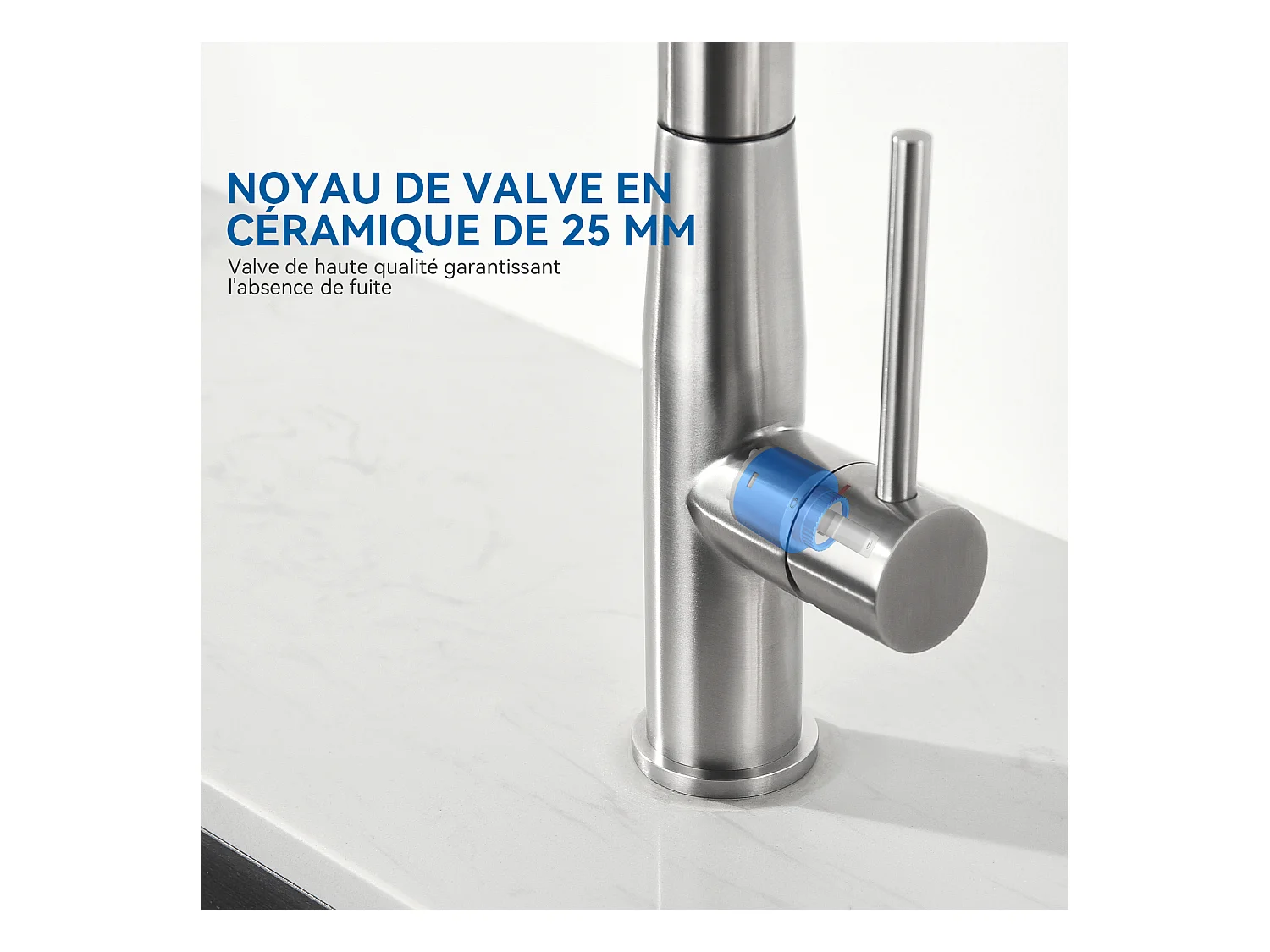 Fregadero Cocina 1 Bandeja 60*44*20CM,inoxidable, empotrado/subplano con Cesta Drainage,Silver+Mezclador Cocina con Ducha Extraíble Rotativa 360°