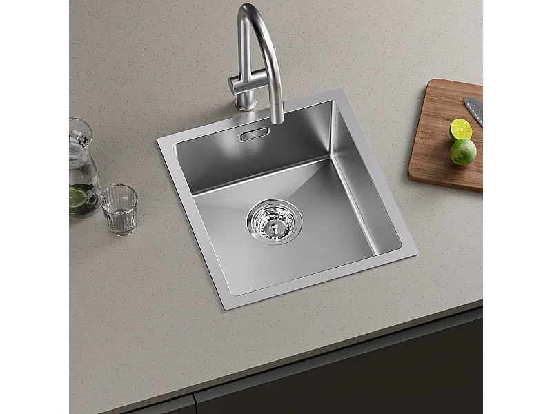 Cecipa max Lavello sottotop 40*44CM Lavello da cucina 1 vasca Lavello da cucina in acciaio inossidabile 304 spazzolato, modello UE