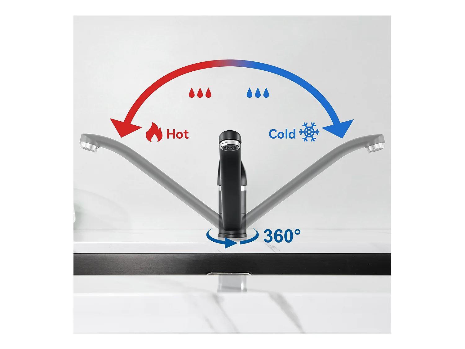 Évier Cuisine 1 Bac 74*44*20CM,Inox Brossé avec Siphon et Trop-Plein+Robinet Cuisine,Orientable 360°,Eau Chaude/Froide,Noir
