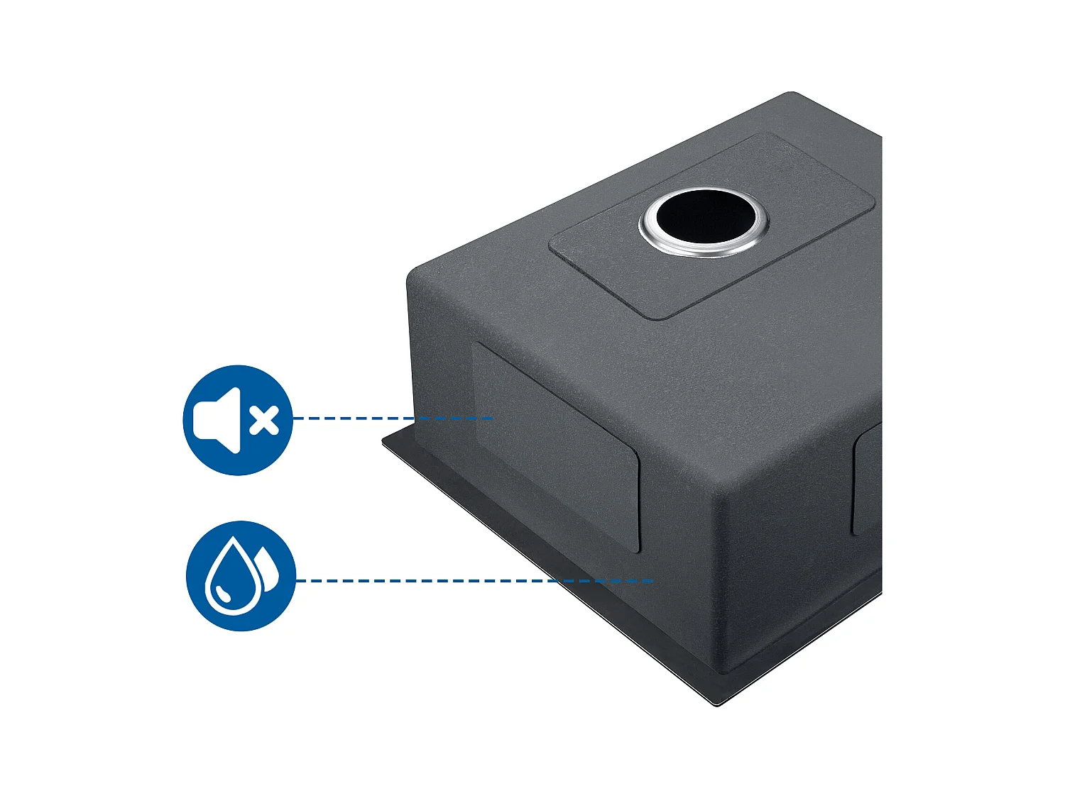 Zwarte Wastafel 1 Bak 50x43x18,5CM, Roestvrij Staal, met Zeep Distrubutor + C KraanUisine Roestvrij Staal Uittrekbaar 360 ° Draaibaar