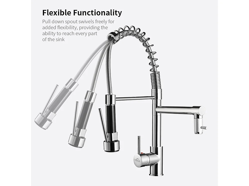 Évier Cuisine 1 Bac Brossé,58*45*18CM,Égouttoir Énroulable,Distributeur Savon+Robinet Cuisine Rotatif 360° Douchette Extractible