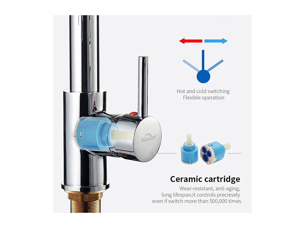 Aanrecht 1 BGeborstelde ac, 58*45*18CM, oprolbare afdruiprek, zeepdispenser + keukenkraan 360° draaibaar uittrekbare handdouche