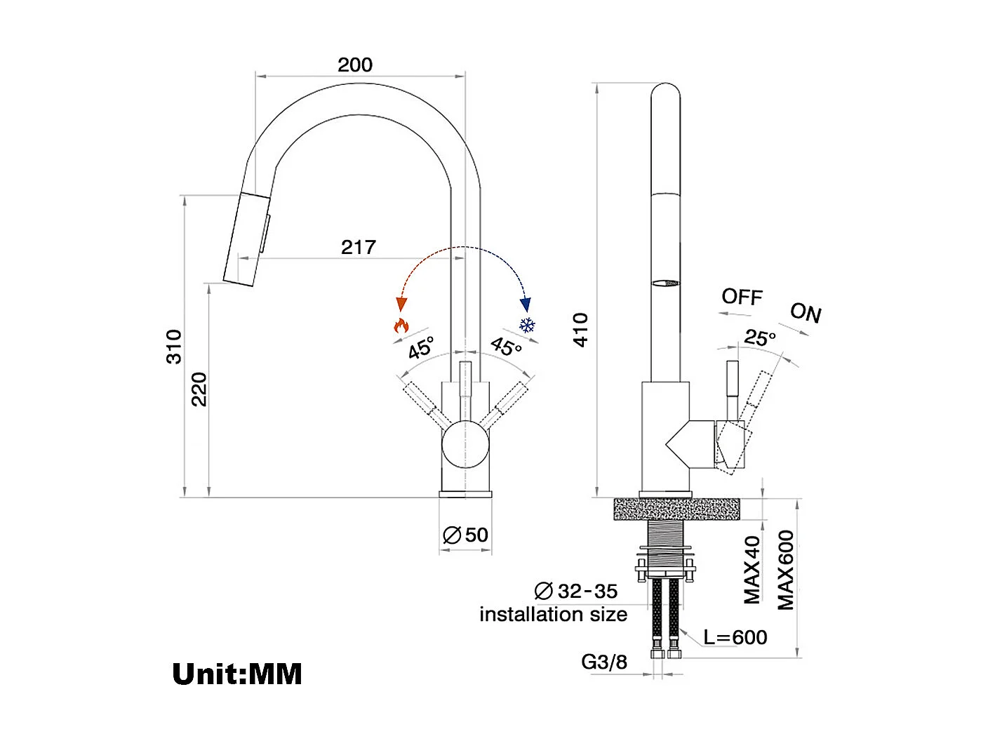 Auralum Max Aanrecht 1 Bak 62*45*21CM, RVS PVD Nano Wastafel, Zwart+ Keukenkraan metHanddouche, EVIER Uittrekbare Mengkraan, Zwart