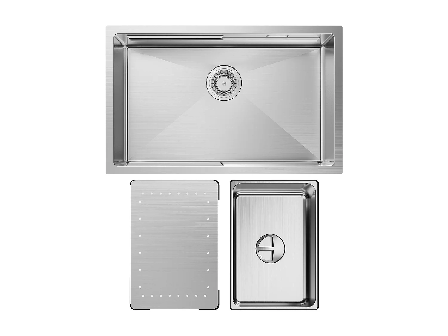 Cecipa max keukenspoelbak 1 kom 70×44×21 cm + afdruiprek + wastafel - roestvrijstalen keukengootsteen geborstelde onderbouwgootsteen, EU-model