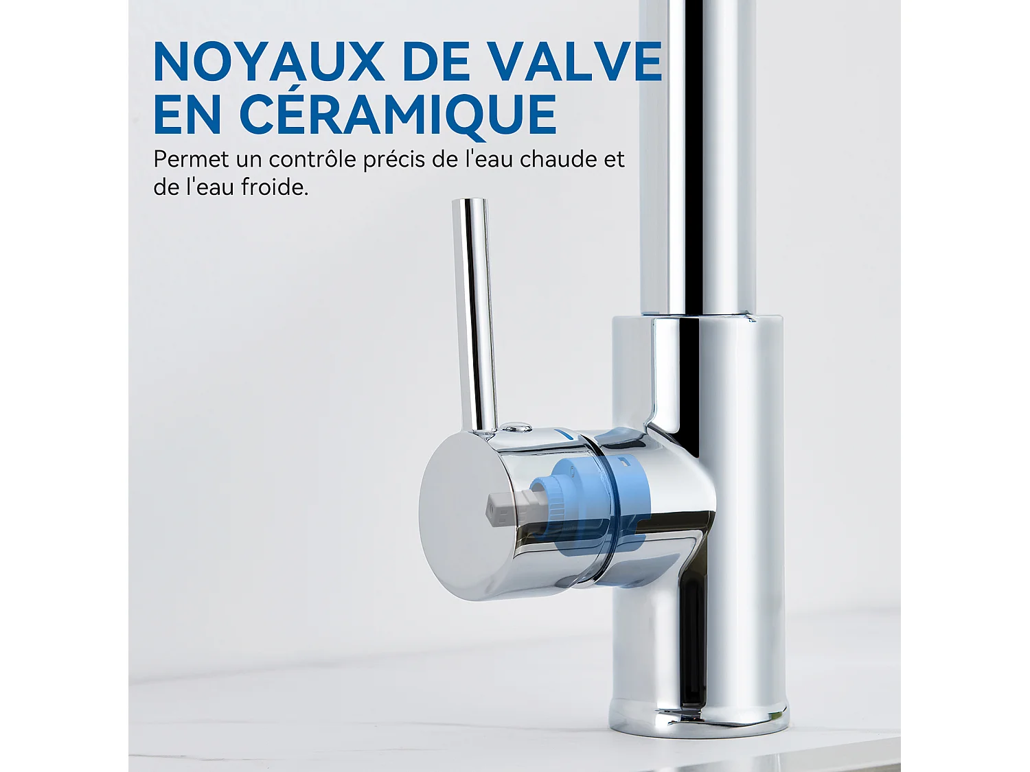 Auralum max Inbouw Aanrecht,1 Bak,60*49*20CM,Spoelbak 1 Bak in RVS 304,Zilver+Roterende Keukenkraan 360° Uittrekbare Handdouche