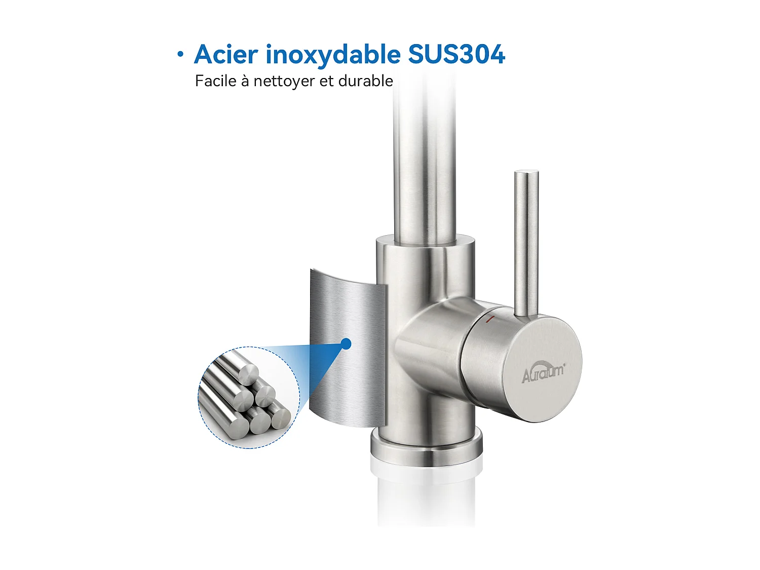 2en1 Évier Cuisine INOX Brossé 68x45x19CM avec Distrubuteur savon /Égouttoir panier+Robinet Cuisine à Ressort avec Douchette Extensible,2 Modes