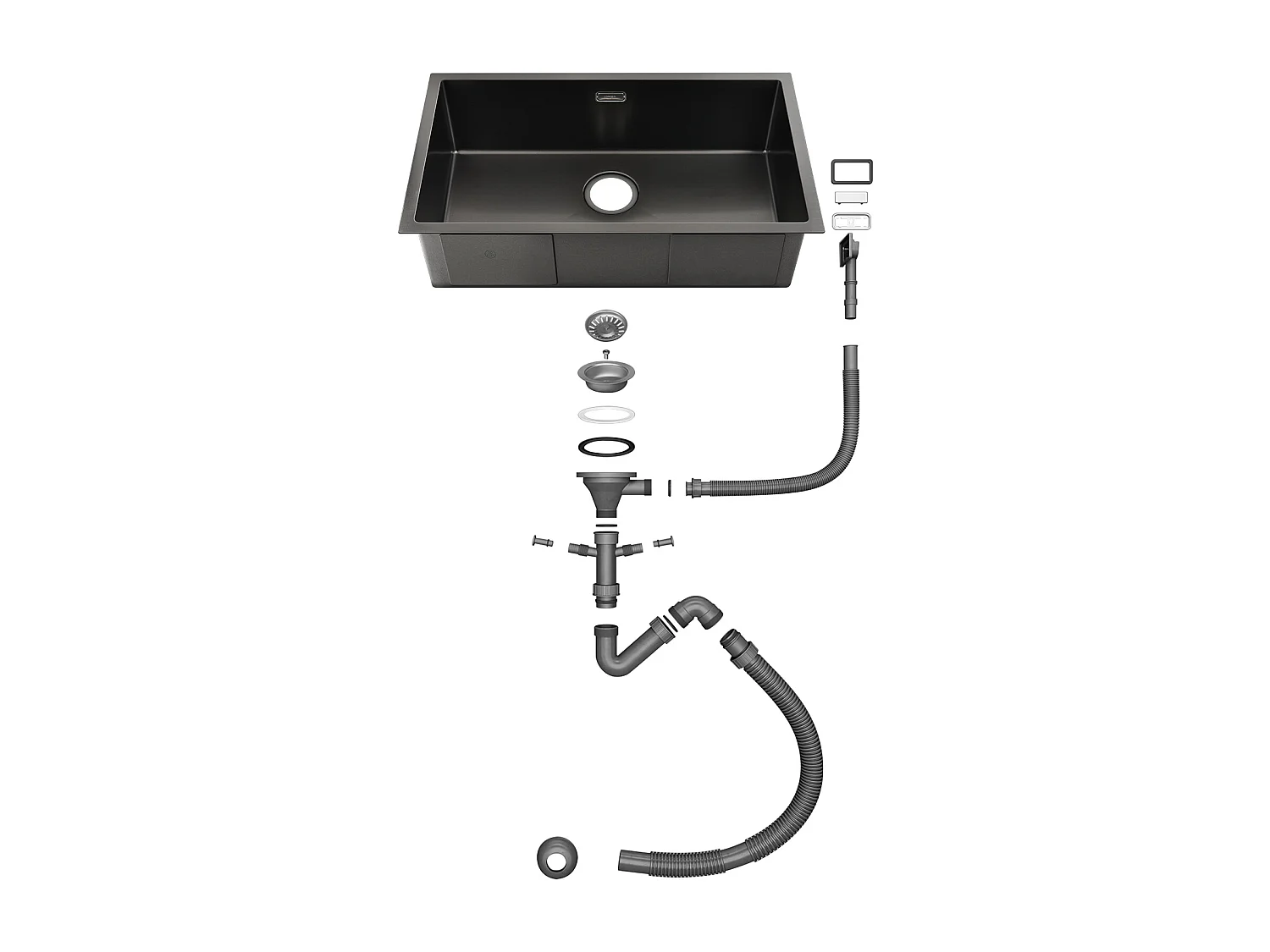 Fregadero Cocina 1 Bandeja 74*44*20CM, con Sifón y Trop-Plein+Grifo Cocina de Resorte con Ducha Extensible,2 Modos, Giratorio a 360°,Cepillado