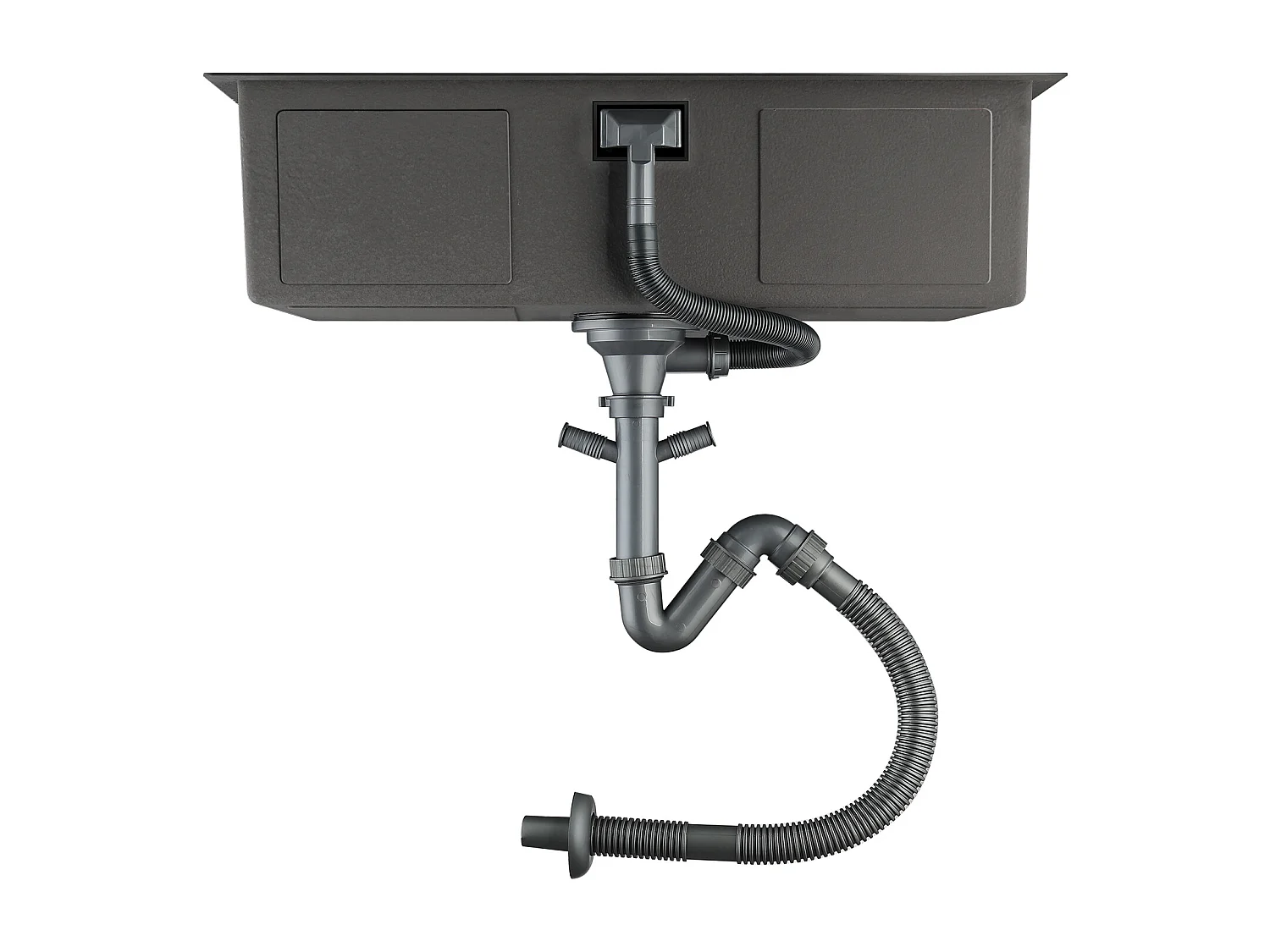 Évier Cuisine 1 Bac 74*44*20CM,en Inox Brossé avec Siphon et Trop-Plein+robinet de cuisine rétractable à deux fonctions, Noir