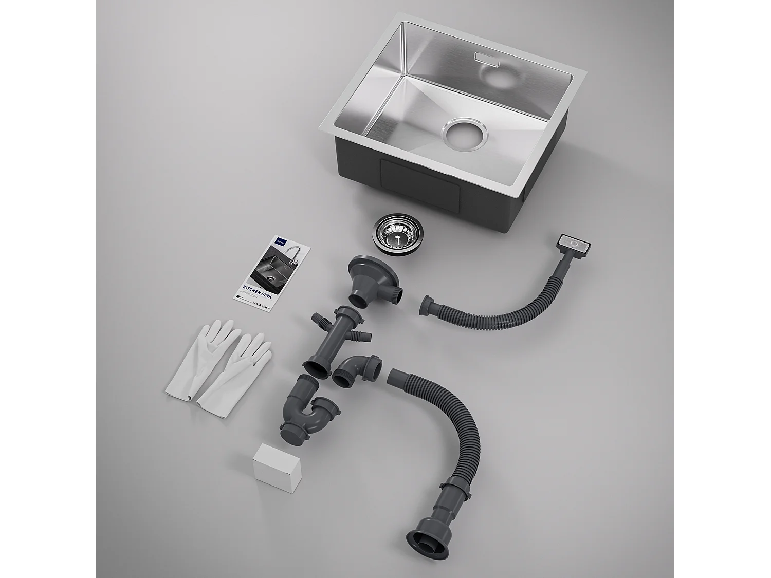 Cecipa max Évier de Cuisine 1 Bac Évier de Cuisine En Acier Inoxydable - Évier Encastré - 50*44CM - 304 Brossé,EU Modèle