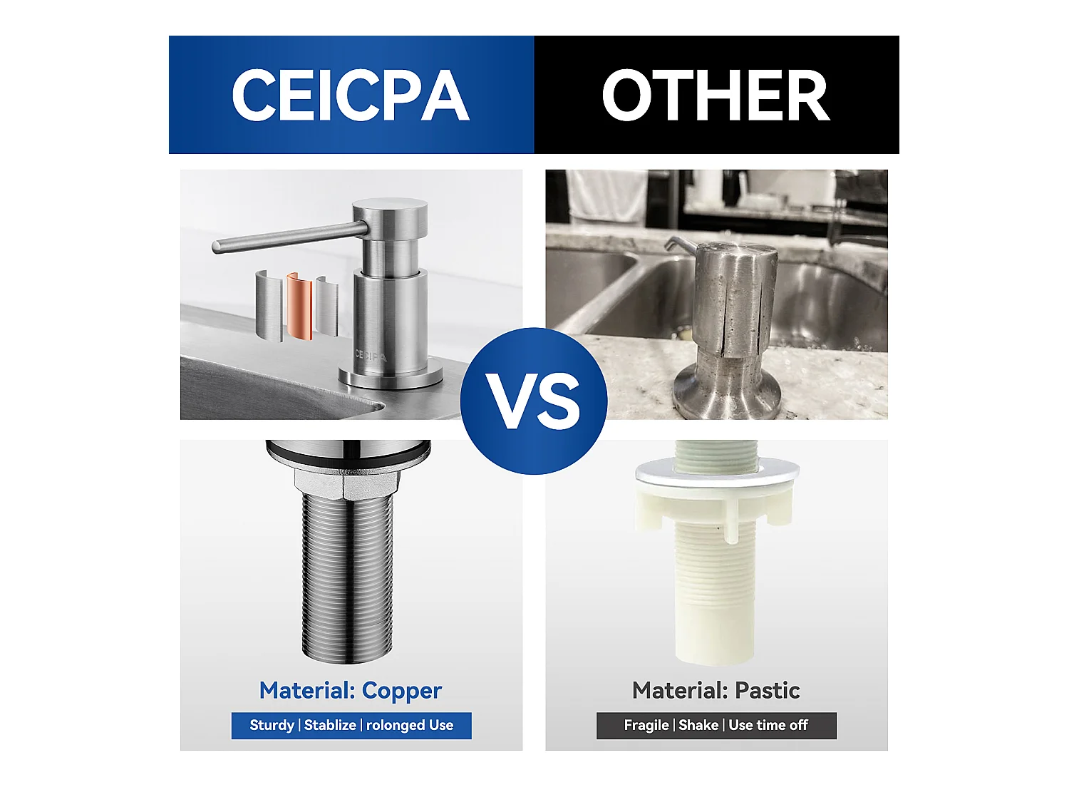 Dispensador de jabón de cocina cepillado con contenedor de 300ML + manguera de extensión de silicona de 1,25M - Dispensador de jabón para fregadero de cocina