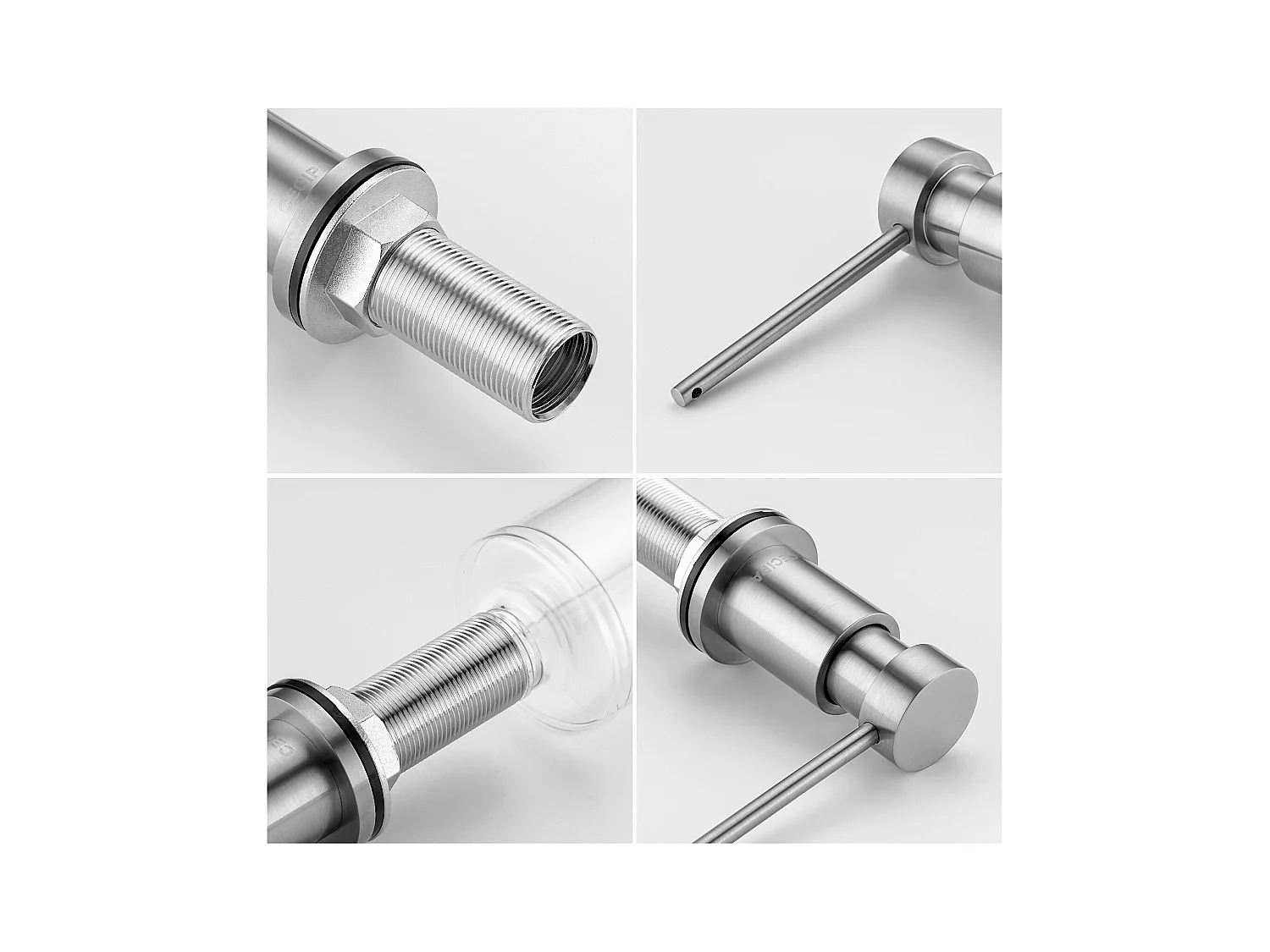 Dispensador de jabón de cocina cepillado con contenedor de 300ML + manguera de extensión de silicona de 1,25M - Dispensador de jabón para fregadero de cocina