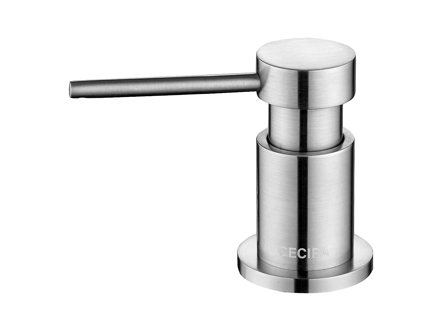 Dispensador de jabón de cocina cepillado Cecipa MAX, dispensador de jabón para fregadero con contenedor de 300ML + manguera de extensión de silicona de 1,25M