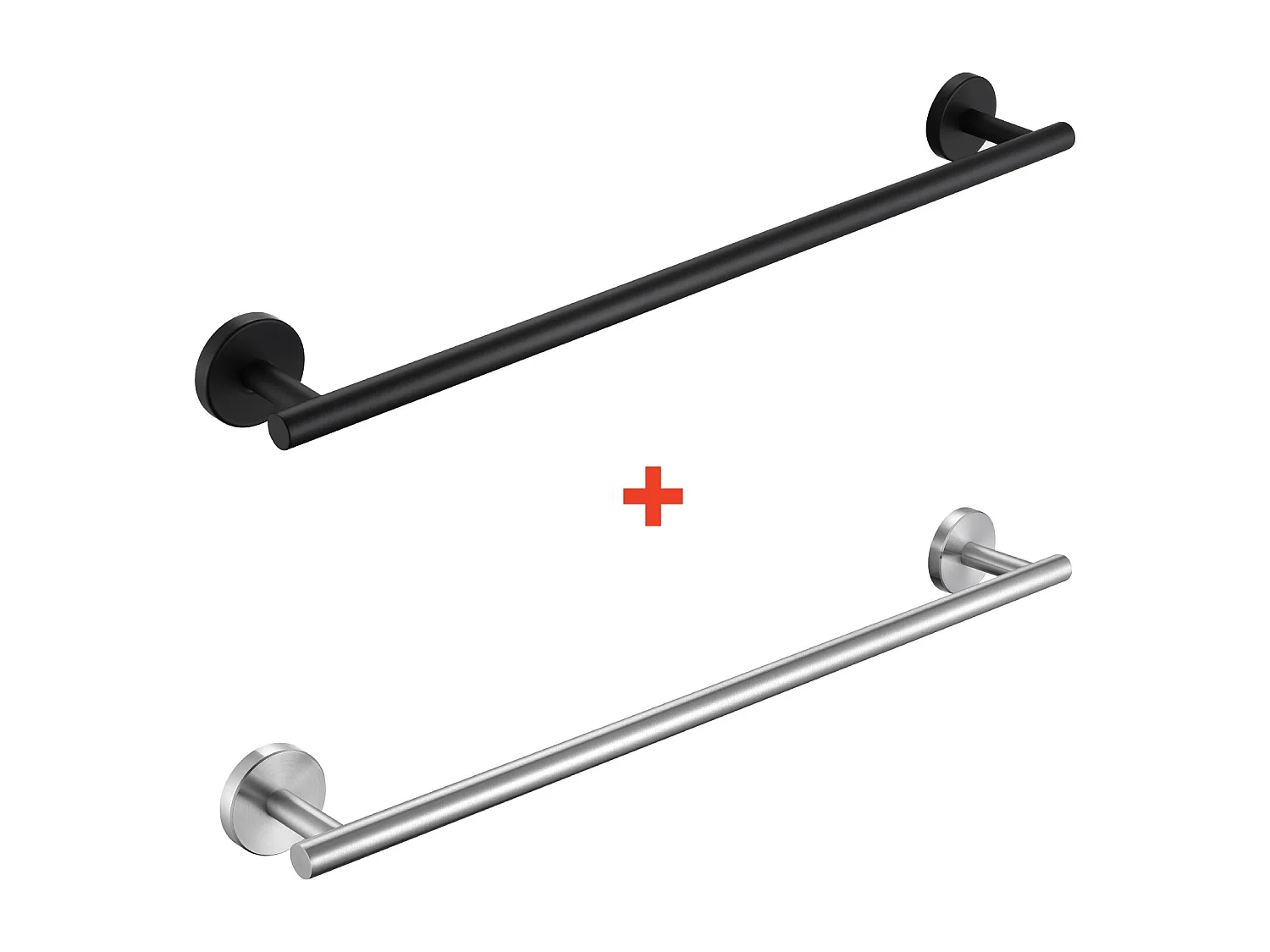 1PCS Noir + 1PCS Brossé Porte-serviettes de Salle de Bain - Porte-serviettes en Inox - Porte-serviettes Unipolaire Adapté pour Salle de Bain