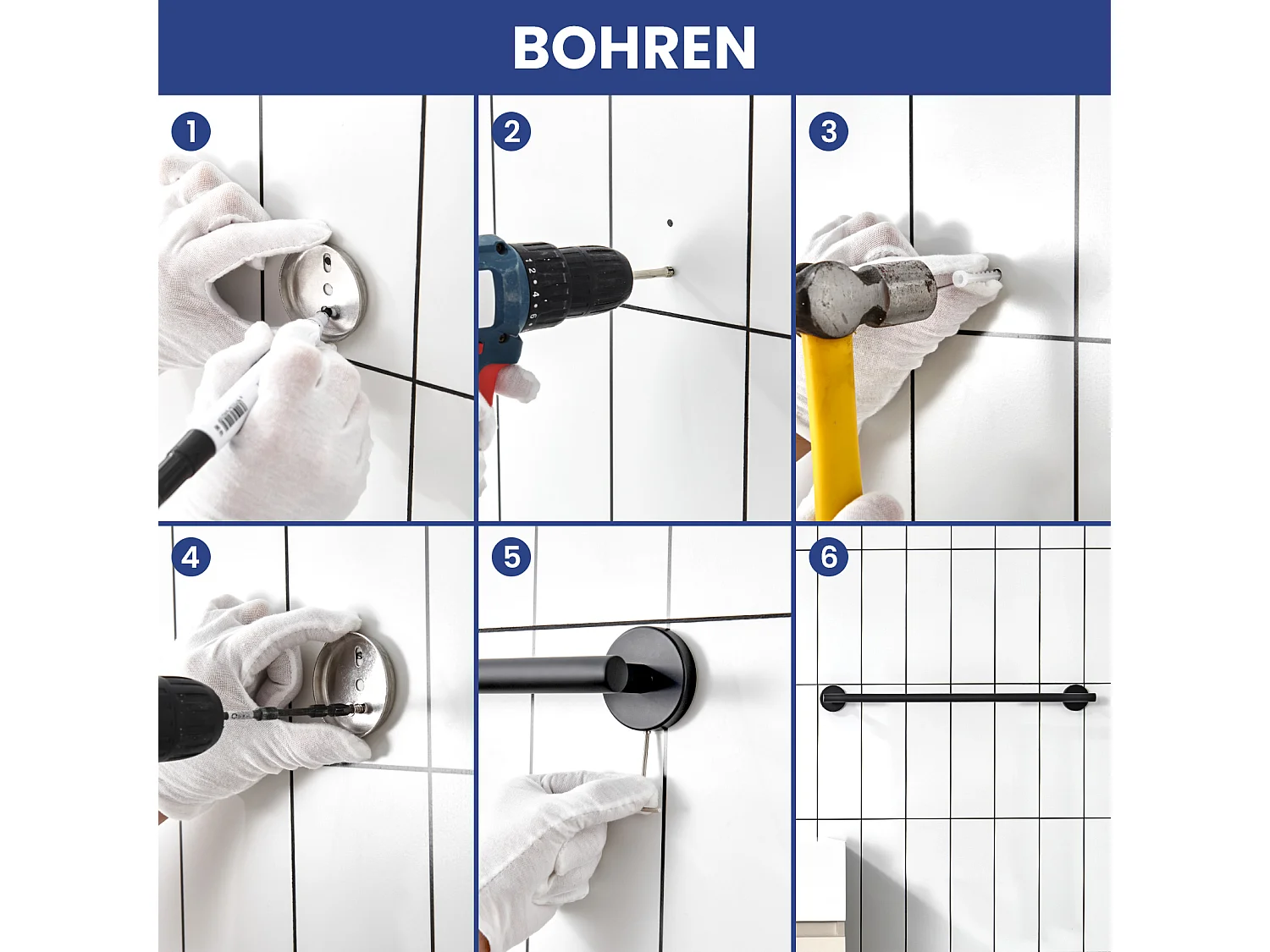 1PCS Noir + 1PCS Brossé Porte-serviettes de Salle de Bain - Porte-serviettes en Inox - Porte-serviettes Unipolaire Adapté pour Salle de Bain