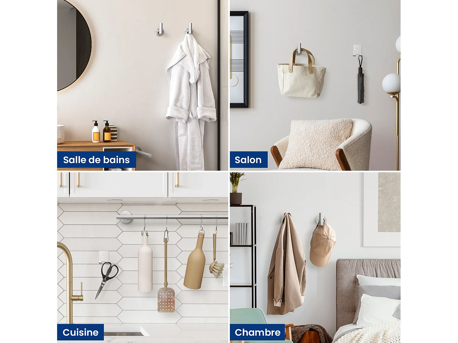 Juego de baño de 7 piezas: 1 toallero + 1 toallero lateral + 1 portarrollos de papel + 4 ganchos (cepillados)