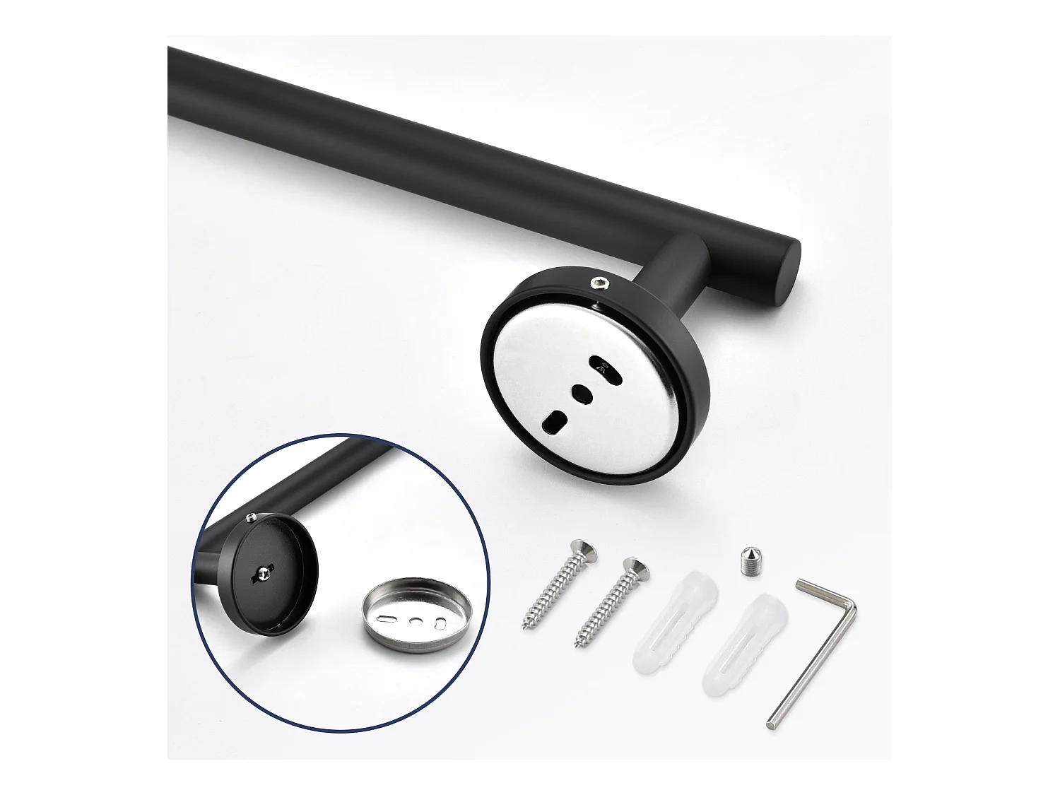 2 STK. Multifunktionaler Handtuchhalter aus Edelstahl 304 schwarz, einpoliger Handtuchhalter, geeignet für Badezimmer/Damenhandtücher/Küche