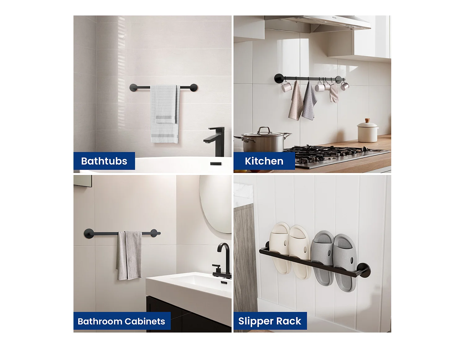 Cecipa MAX Porte-serviettes de Salle de Bain - Peut accrocher 2 Serviettes - Porte-serviettes Noir en Inox - Porte-serviettes pour Salle de Bain