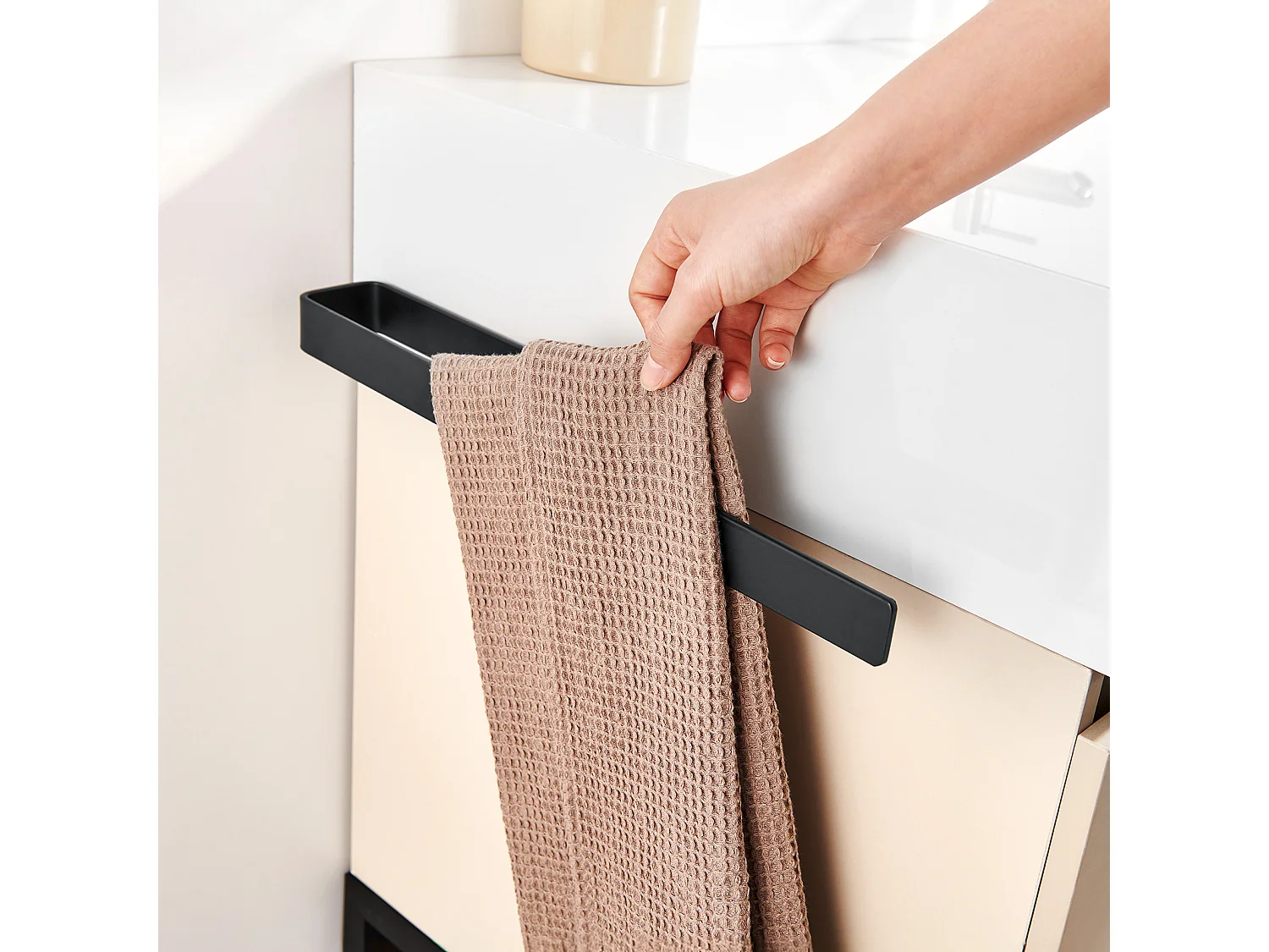 STKS Badkamer Handdoekenrek, CECIPA MAX Zwart Handdoekenrek, 40 cm Zijhanddoekrek voor Badkamermeubilair