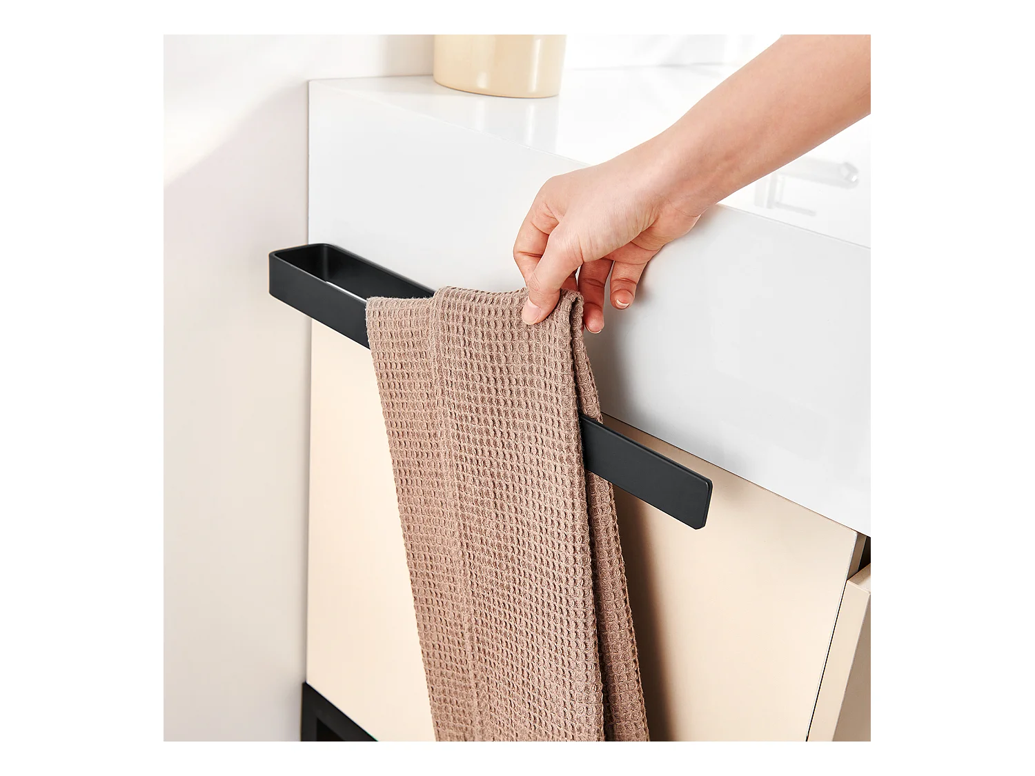 2PCS Porte-serviettes de Salle de Bain, CECIPA MAX Porte-serviettes Noir, 40 cm Porte-serviettes Latéral pour Meuble de Salle de Bain