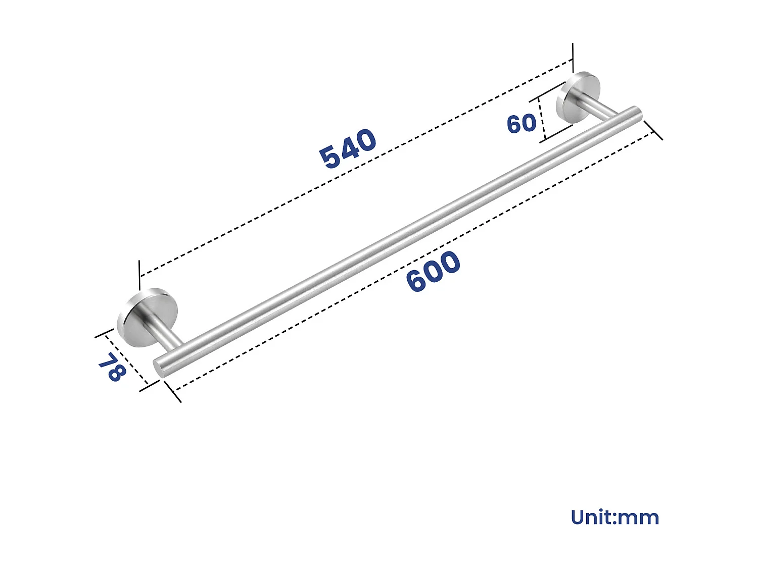 Porte-serviettes Multifonctionnel en Acier Inoxydable 304 Brossé, Porte-serviettes Unipolaire Adapté pour Salle de Bain/Serviette Hygiénique/Cuisine