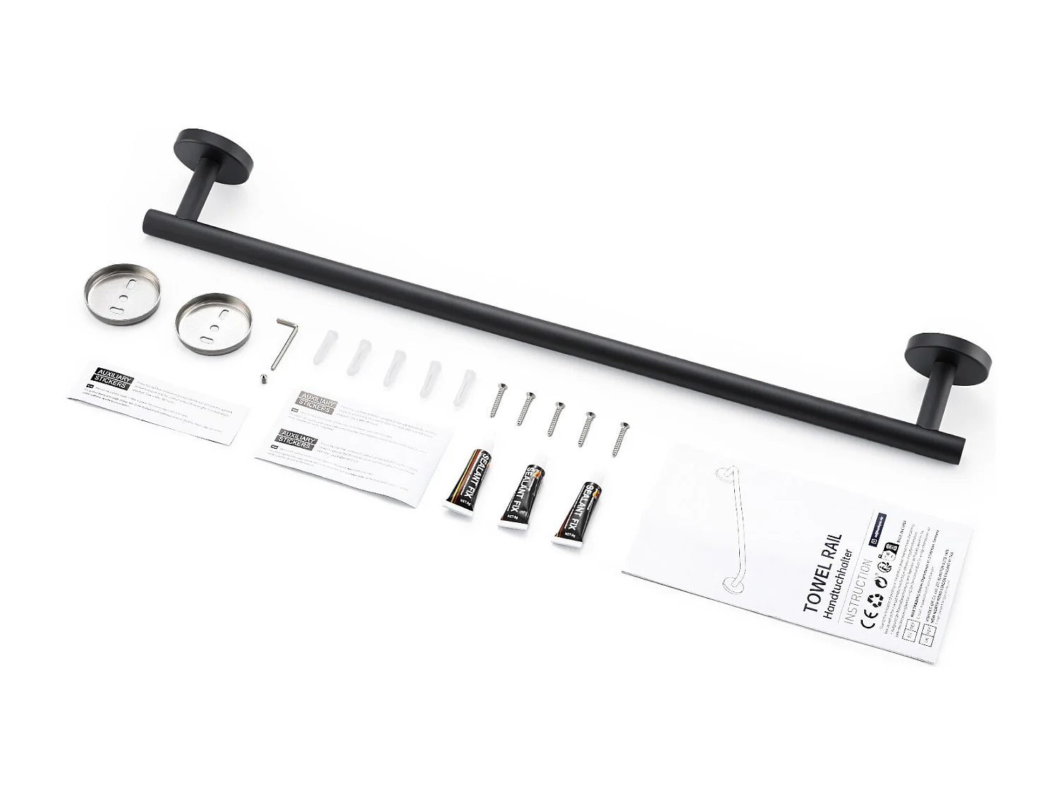 Porte-serviettes Multifonctionnel en Acier Inoxydable 304 Noir, Porte-serviettes Unipolaire Adapté pour Salle de Bain/Serviette Hygiénique/Cuisine