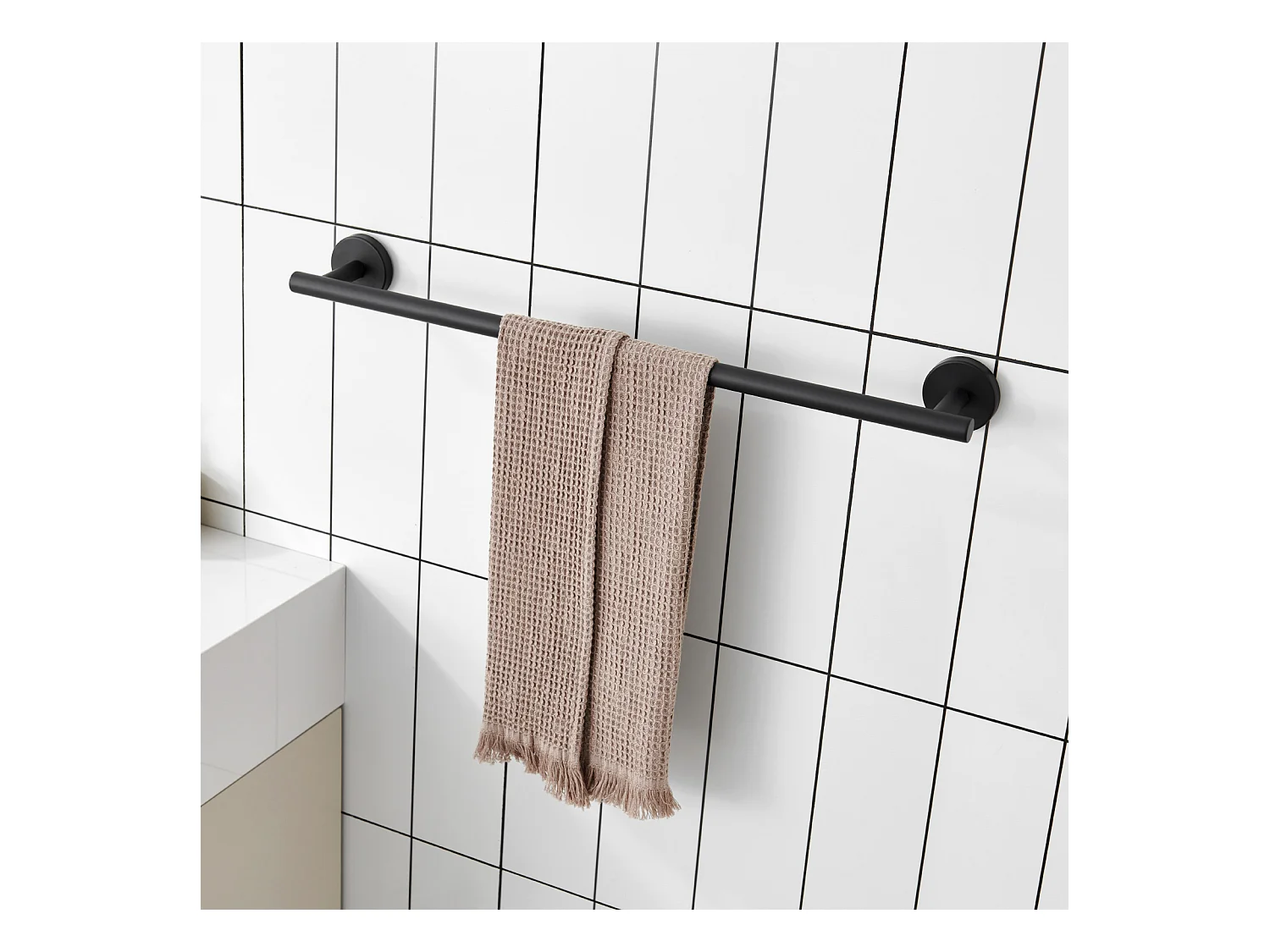 Porte-serviettes Multifonctionnel en Acier Inoxydable 304 Noir, Porte-serviettes Unipolaire Adapté pour Salle de Bain/Serviette Hygiénique/Cuisine