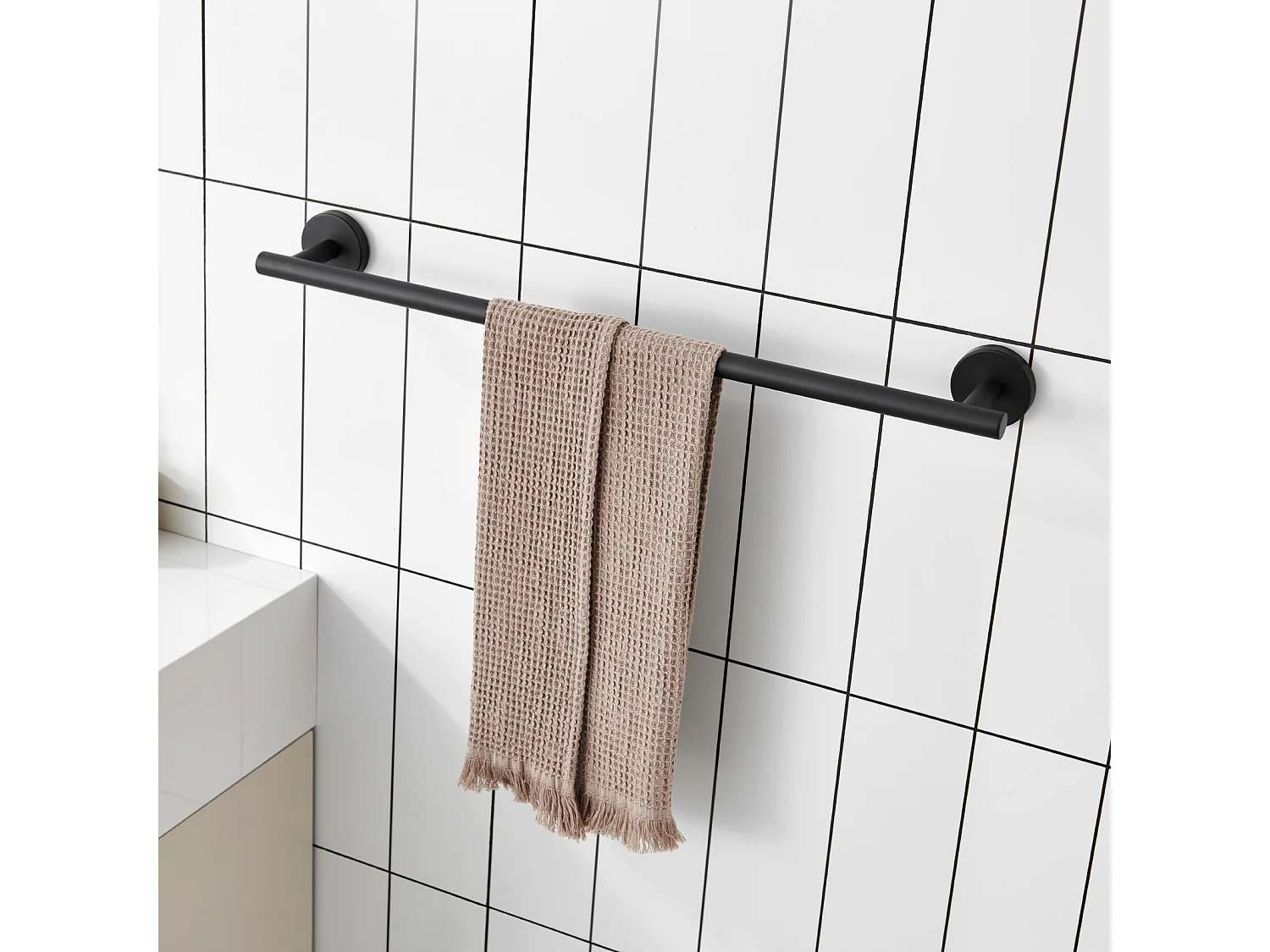 Portasciugamani nero multifunzionale in acciaio inossidabile 304, portasciugamani unipolare adatto per bagno/assorbente sanitario/cucina